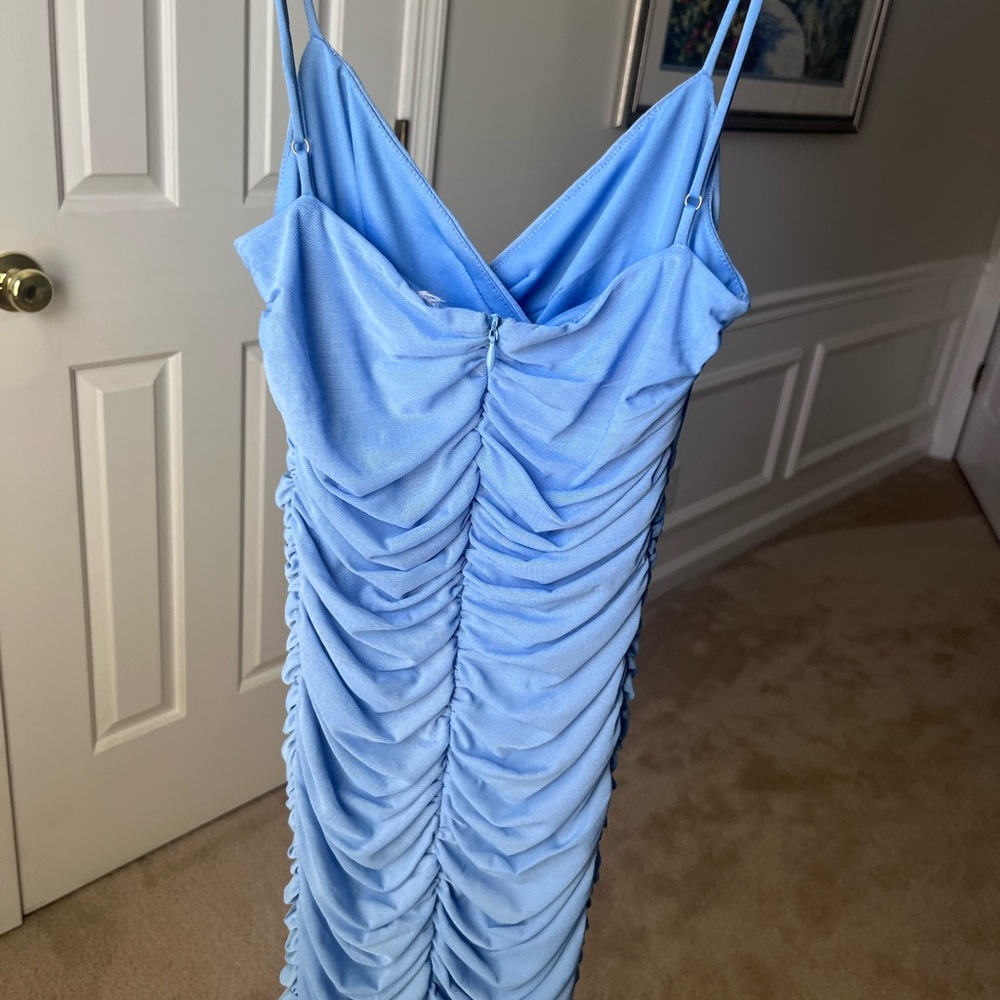 Blue Ruched Dress - Picture 2 of 3